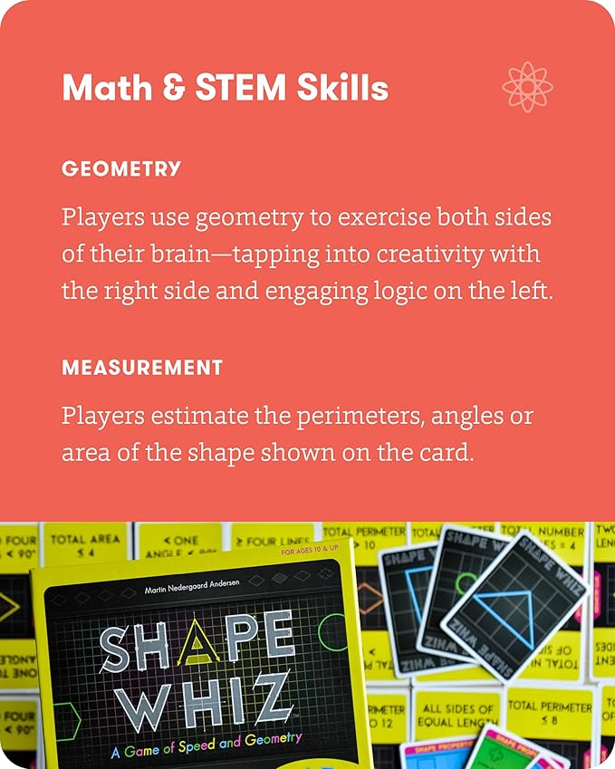 SimplyFun Shape Whiz - A Fun and Educational Math Game Using Geometry and Our Powers of Approximation - for 2 to 4 Players - Ages 10 & Up
