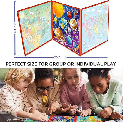 QUOKKA Magnetic Puzzles for Kids Ages 4-6 - 36 Pieces Sudoku Toddler Puzzles Ages 2-4 - Travel Games for Kids Ages 3-5 - USA Space World Toddler Travel Toys - Car Airplane Road Trip Games