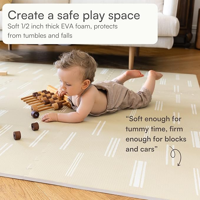 Lillefolk Baby Play Mat for Floor – 4x6ft Old White| Soft Non Toxic Premium EVA Foam Tiles for Tummy Time, Crawling & Playroom – Waterproof Interlocking Floor Mat for Babies & Toddlers (6 Tiles)