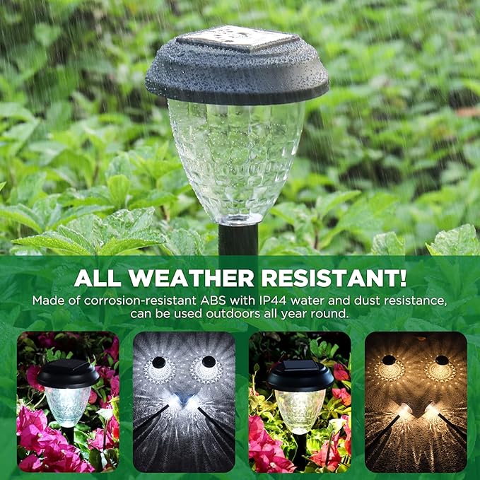 Super Bright Solar Lights Outdoor Waterproof 10 Pack, Dusk to Dawn Up to 12 Hrs Solar Powered Pathway Garden Lights Auto On/Off, LED Landscape Lighting Decorative for Walkway Patio Yard