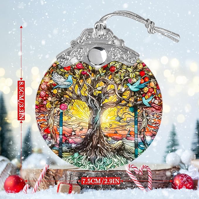 Tree of Life Suncatcher, Jocidea Stained Glass Hanging Decor, Tree of Life Christmas Ornament, Scene Decor, Room Decor, Home Decor, Holiday Party Decor, Christmas Decor