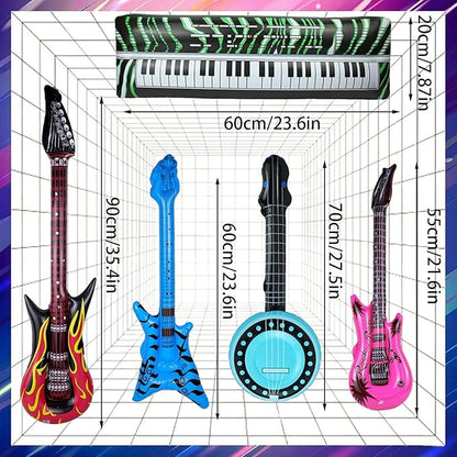 10pcs Inflatable Instruments Party Props Rock Star Toy Set Inflatable Saxophone Bass Rock Microphone Rock Electric Guitar Recorder Suitable for Various Music Parties(Classical Style)