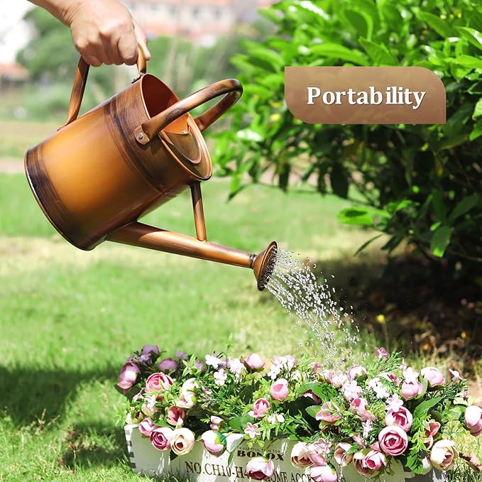 Watering Can for Outdoor Plants and Indoor Plants,1 Gallon Metal Watering Can for Garden Flower,Galvanized Steel Metal Water Can Watering Pot with Sprinkler Head