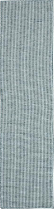 Nourison Positano Aqua 2' x 6' Area Rug Easy Clean, Non Shedding, Bed Room, Living Room, Dining Room, Kitchen (6' Runner)