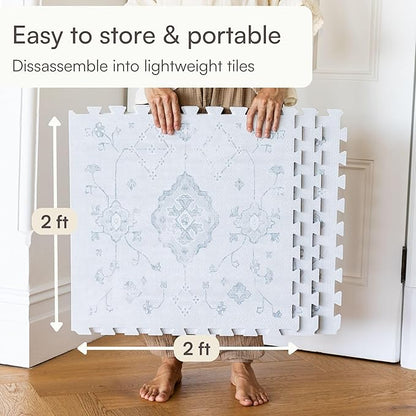 Baby Play Mat for Floor – 6x6ft Vintage Gray | Soft Non Toxic Premium EVA Foam Tiles for Tummy Time, Crawling & Playroom – Waterproof Interlocking Floor Mat for Babies & Toddlers Lillefolk (9 Tiles)