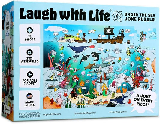 Under The Sea Joke Puzzle – 72pcs Underwater-Themed Kids Puzzle, Festive Extra Large Floor Puzzles for Kids Ages 5+, Fun Childrens Puzzles & Toddler Educational Toys in 24" x 36" Size