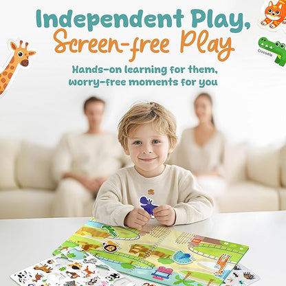 Excool Jelly Stickers for Toddlers - Waterproof Reusable Sticker Book for Kids, Easy to Clean Removable Animal Stickers for Kids, Reusable Sticker Books for Toddlers