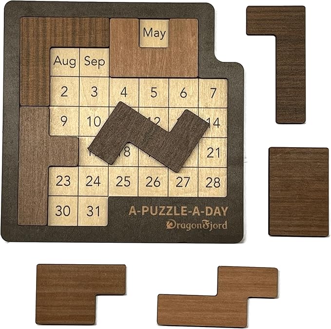 A-Puzzle-A-Day Premium Boxed Edition: The Original Calendar Puzzle with 365+ Challenges for Every Day of The Year, by DragonFjord, with Magnetic Storage Box and Hint Book.
