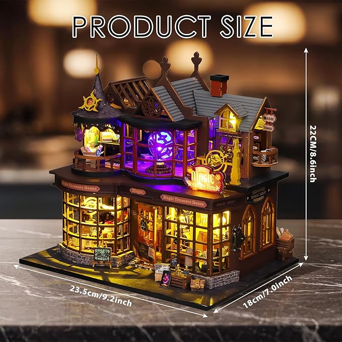 Miniature House Kit, Tiny House Kit with Light, DIY Mini House Building Kits for Adults to Building, Unique Gift for Birthday Christmas, Treasure House