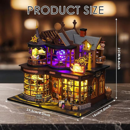 Miniature House Kit, Tiny House Kit with Light, DIY Mini House Building Kits for Adults to Building, Unique Gift for Birthday Christmas, Treasure House