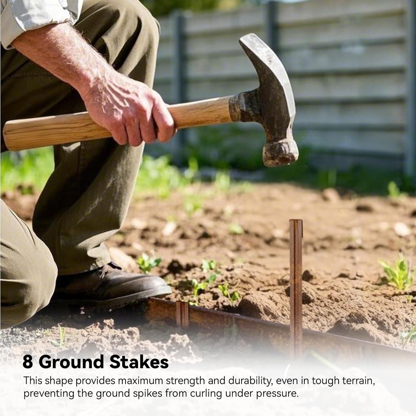 Worth Galvanized Steel Landscape Edging 8" x25' Metal Garden Edging Roll Flexible Bender Border with 8Pcs Stakes for Lawn, Flower Bed Edges, Rust-Like Color