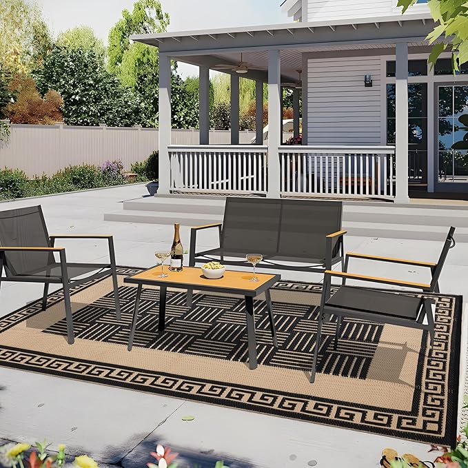 Outdoor Rug 5x8 ft Waterproof, Reversible Outdoor Plastic Straw Rug for Patios Clearance, Outdoor Area Rug Carpet RV Mat for Camping Backyard Deck Porch