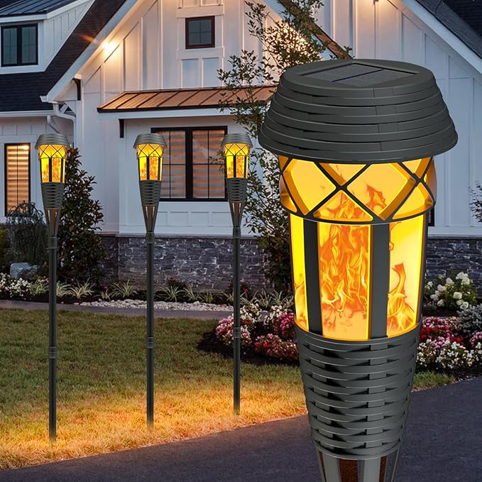 Flickering Flames Torch Light Solar Garden Lights Waterproof Landscape Lighting - 2 Pack