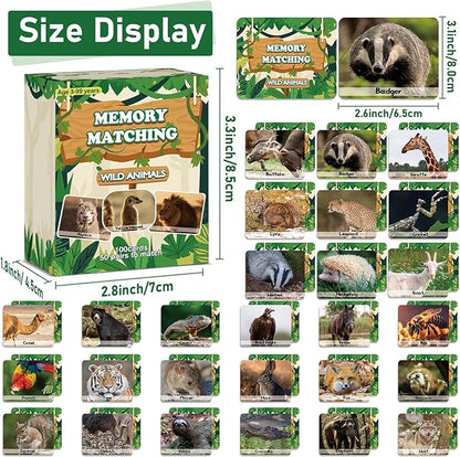 gisgfim 50 Pairs Memory Matching Game Wild Animals Concentration Memory Card Matching Games