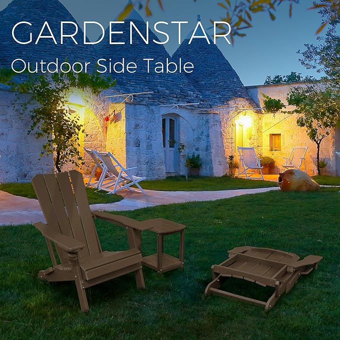 Adirondack Square Outdoor Side Table,2-Tier Storage Patio Side Table, HDPE End Tables for Backyard Pool Porch Garden Lawna Cafe