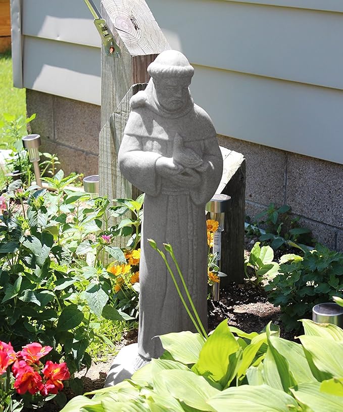 EMSCO Group 2231-1AZ Group Saint Francis Statue – Natural Granite Appearance – Made of Resin – Lightweight – 29” Height