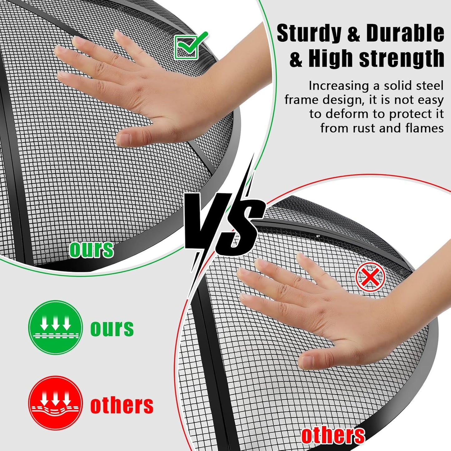 Fire Pit Spark Screen, Fire Pit Screen 40 Inch Round with Handle & Poker, Collapsible Heavy Duty Mesh Fire Pit Cover Fire Pit Lid for Outdoor/Patio/Backyard/RV Camping/Beach