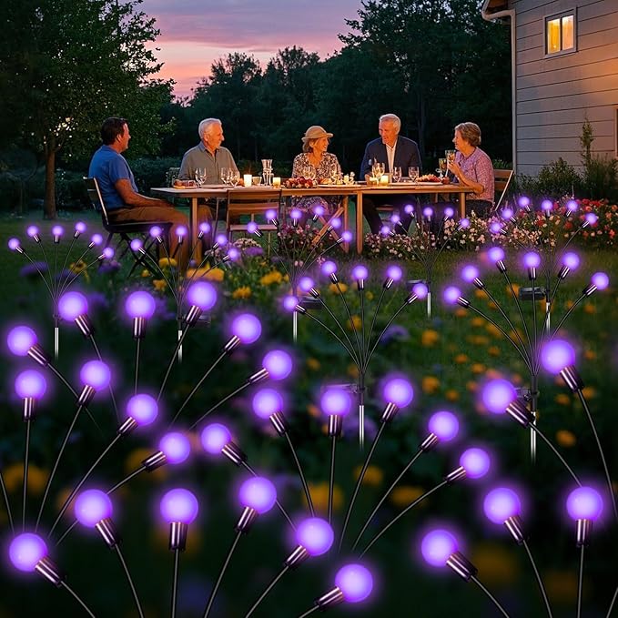 Solar Garden Lights Outdoor, Waterproof Solar Powered Lights for Yard Pathway Patio, Swaying Lawn Decor as Gardening Gifts for Women Holiday (Purple, 4 Pack 24 LED)