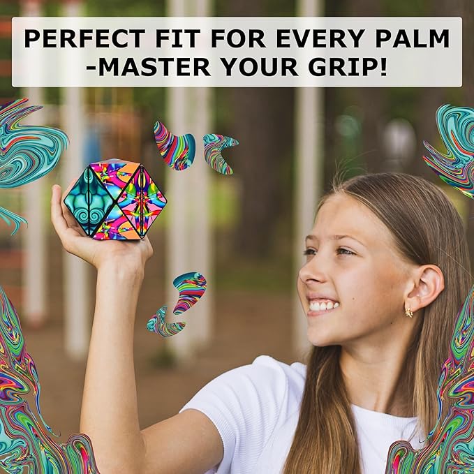 SHASHIBO Shape Shifting Box - Award-Winning Fidget Toy w/ 36 Rare Earth Magnets - Fidget Cube Transforms Into Over 70 Shapes, Sensory Toy Gift for Kids, Teens, and Adults (Water Color)