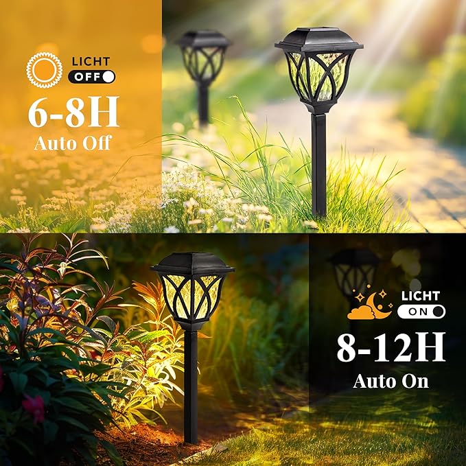 GIGALUMI Solar Lights Outdoor Waterproof, 6 Pack LED Solar Garden Lights, Solar Lights for Outside, Garden Decor for Yard, Patio, Landscape, Planter, Walkway (Warm White)