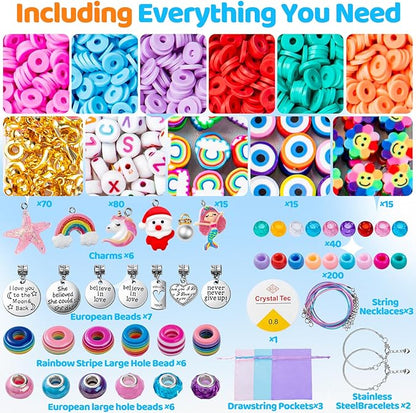 Girls Charm Bracelet Making Kit - 1400+ Pcs Jewelry Making Kit for Kids with Charm-Style Beads, Unicorn Mermaid DIY Bracelets & Necklaces, Birthday Christmas Gifts for Girls Ages 6 7 8 9 10 11 12