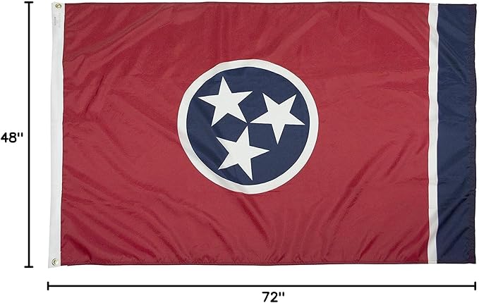 FlagSource Tennessee Nylon State Flag, Made in the USA, 4x6'
