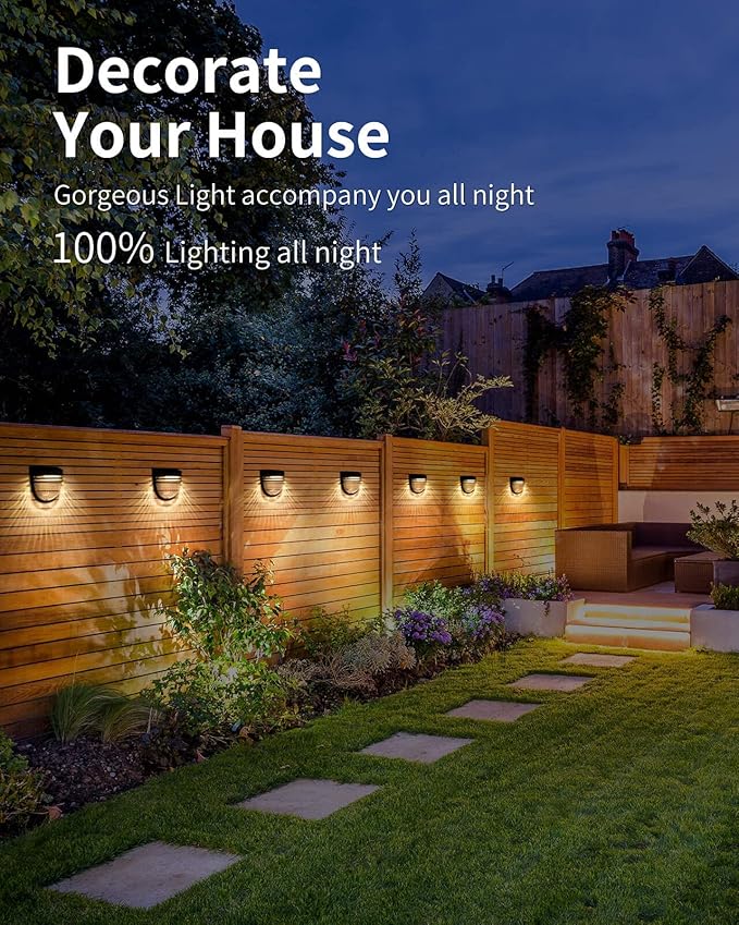 Outdoor Solar Wall Lights, Solar Fence Lights, Solar Garden Lights, Solar Lights, Day/Night Sensor, Solar Conversion Rate 20%, Outdoor for Garden, Path, Stairs, Patio, Pool