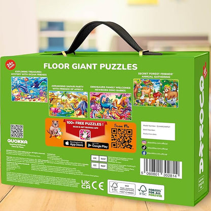 QUOKKA Giant Floor Puzzle for Kids Ages 4-6 – 2x3 Feet Extra-Thick 48 Pieces Toddler Puzzle Ages 3-5 – Garbage Trucks Educational Activity for Boys Girls – Premium Box with Sturdy Handle & Magnetic