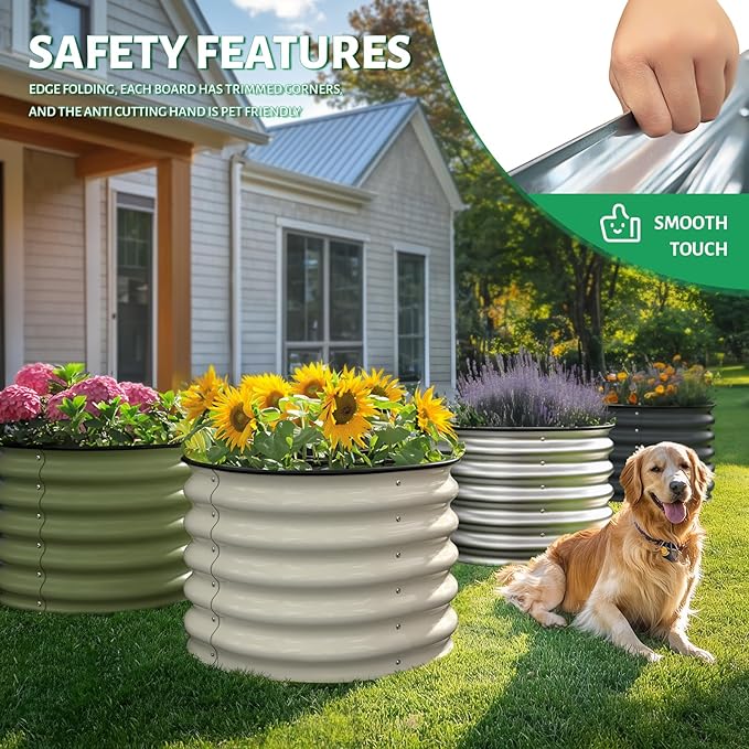 8×2×1.5 ft Galvanized 0.7mm Thickness Steel Raised Garden Bed,Modular Planter for Gardening, Vegetables Bed, Flowers Bed,17" Tall Metal Raised Garden Beds Outdoor-Silver.