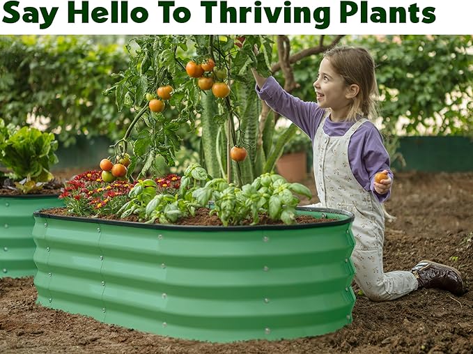 Galvanized Raised Garden Beds Outdoor // 4×2×1 ft Planter Raised Beds for Gardening, Vegetables, Flowers (Light Green) // Large Metal Garden Box