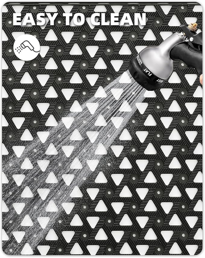 Color&Geometry Door Mat Outside Entrance with Drainage, Rubber Heavy Duty Dirt Trapper Waterproof Outdoor Welcome Mat, Outdoor Mats All Weather for Front Back Door Patio Entryway Entry, 19"X30" Black