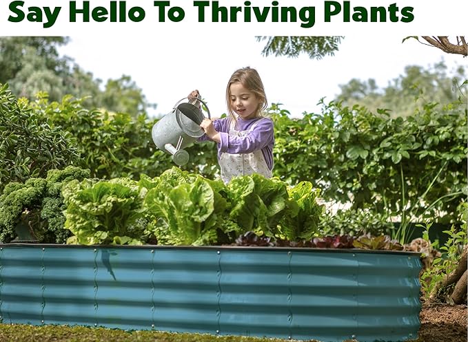 Galvanized Raised Garden Beds Outdoor // 8×4×1 ft (2-Pack) Planter Raised Beds for Gardening, Vegetables, Flowers // Large Metal Garden Box // Patented Tool-Free Design (Turquoise)