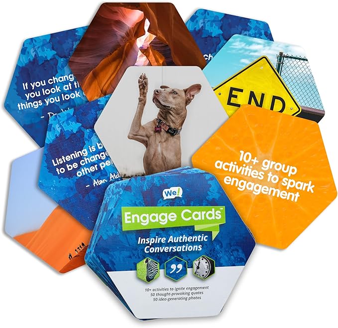 We! Engage Cards – Conversation Starters for Adults, Corporate Team Building, Work Activities, and Icebreaker Games – Ideal for Meetings, Workshops, and Office Activities (56 Cards)