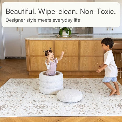 Lillefolk Baby Play Mat for Floor – 6x6ft Vintage Coffee | Soft Non Toxic Premium EVA Foam Tiles for Tummy Time, Crawling & Playroom – Waterproof Floor Mat for Babies & Toddlers (9 Tiles)