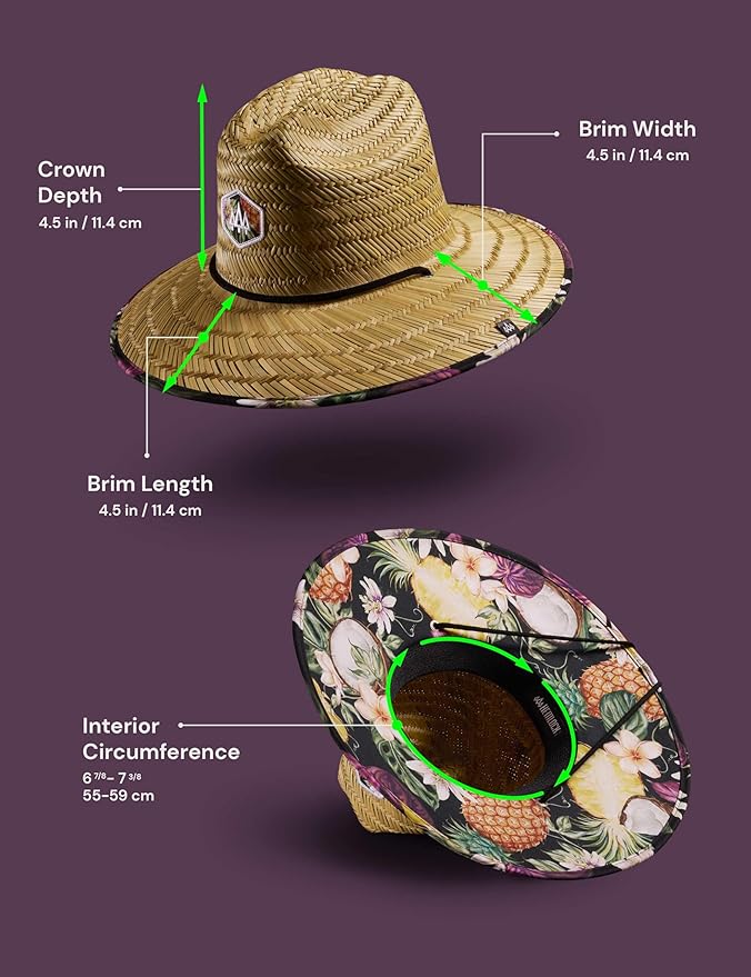 Straw Hat for Men & Women | Lifeguard Hat, Beach Hat & Sun Hat | UPF 50+ Wide Brim for Sun Protection | One Size | Hemlock