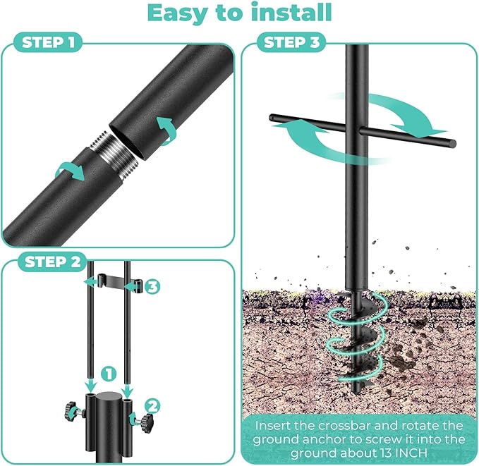 Mrcrafts Bird Feeder Hook for Outdoor, 82 Inch Hevy Duty Bird Feeder Poles, Bird Feeder Stand Station, Garden Hook for Hanging Plants, Lanterns, Hummingbird Feeders