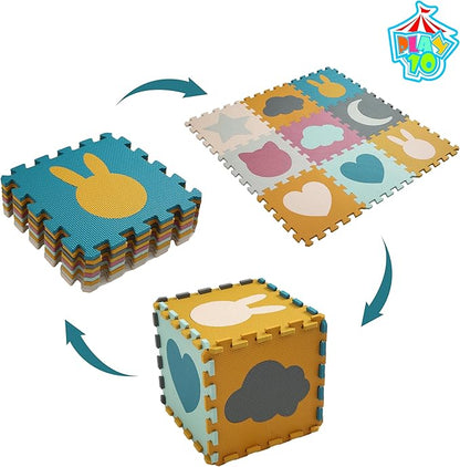 Baby Play Mats for Floor, Foam Baby Play Mat, Foam Play Mats Shapes Puzzle Mat 9 Pieces