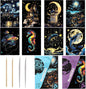 Georgie Porgy Scratch Paper Art Set for Kids Adults Magic Rainbow Scratchboards for DIY Arts and Crafts Kits Christmas Birthday Gift with Scratching Tools Kit (A5-Noctilucent Castle + Sea Animals)