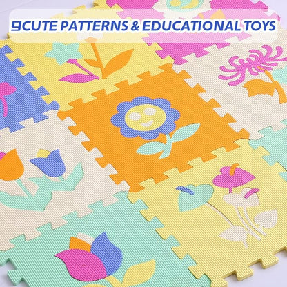 Coolcandy Baby Play Mat Without Fence, 9Pcs Interlocking Puzzle Floor Mat, 0.4" Thick Non-Toxic EVA Foam Play Mat, for Infants & Toddlers 3-36 Months, Soft Puzzle Tiles for Play Areas
