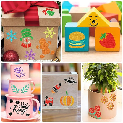 Temporary Tattoo Markers for Skin, 12 Metallic Body Markers + 183 Temporary Tattoo Stencils for Kids Adults, Flexible Brush Tip, Bright Colors, Cosmetic Tattoos Pens for Kids Adults, DIY Body Art Set