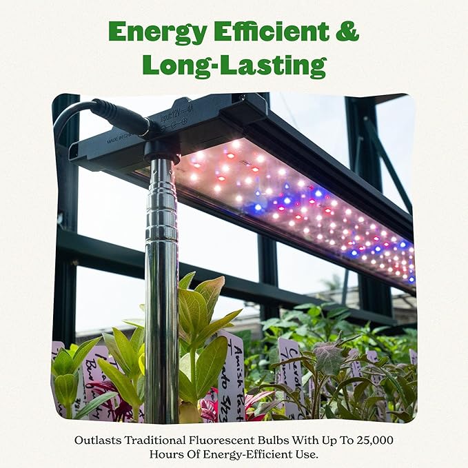Epic Gardening Seed Starting Grow Light - Full-Spectrum LED with Adjustable Height & Integrated Tray for Indoor Seedlings | Energy-Efficient, Long-Lasting Light with Timer (Standard)