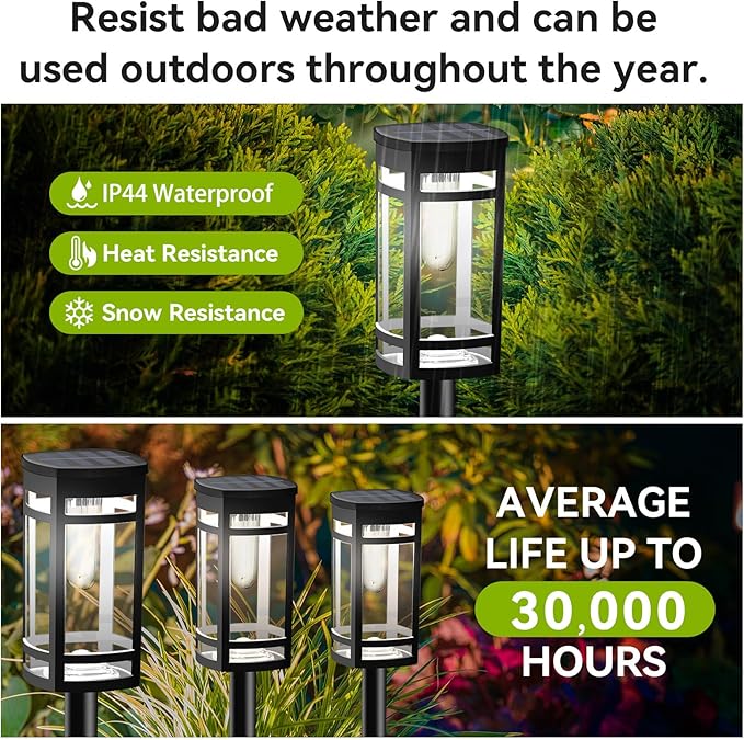 8 Pack Solar Lights Outdoor Waterproof for Garden Pathway Walkway Driveway Yard Lawn Decorative Landscape Lighting. (Cool White Light, 8)
