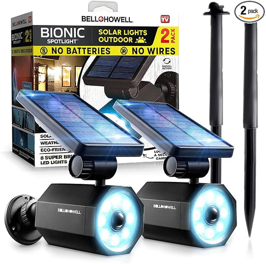 Bell+Howell Bionic Spotlight LED Solar Lights Solar-Powered Spot Light with 25 Feet Motion Sensor Outdoor Waterproof Frost Resistant Yard Outdoor Lighting As Seen On TV (Original, Set of 2)