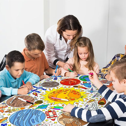 Giant Coloring Poster for Classroom Wall - Versatile 31.5 x 72 Inches Outer Space Activity Poster/Table Cover,School Parties, Outer Space Birthday Party and Special Events Decoration
