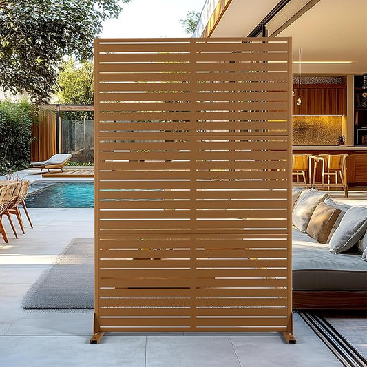 Outdoor Privacy Screen,72" H×47" W Metal Privacy Screen, Freestanding Privacy Fence Panels for Patio