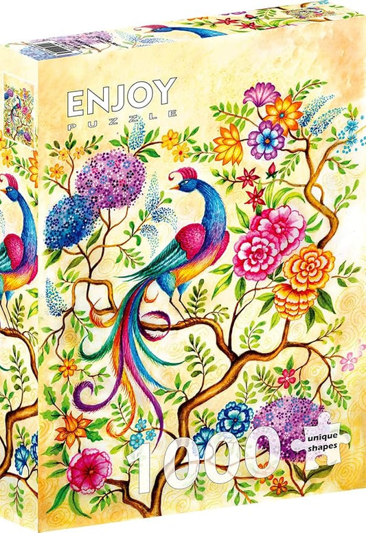 Magical Bird in Tree of Flowers Painting – 1000 Pieces Jigsaw Puzzle for Adults – Matte Finish, Soft Touch, Easy to Assemble, Tight Fit, Vivid Colors, Missing Pieces Service