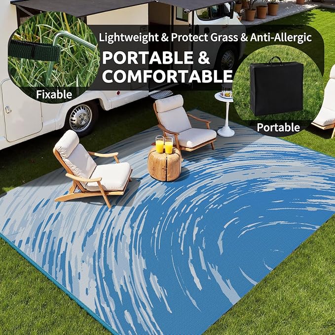 COCOER Modern Outdoor Rug 6x9 Reversible-Waterproof Outdoor Patio Rug-Quick Dry Outdoor Area Rugs Indoor Outdoor Rugs-Outside Rug Patio Decor for Porch Deck Balcony Backyard