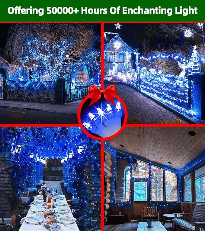 750 LED 246FT Christmas Lights Outdoor, Super Long Waterproof Christmas String Lights with 8 Modes, Christmas Tree Lights with Timer Memory for Fence Garden Xmas Wedding Party Decor Blue