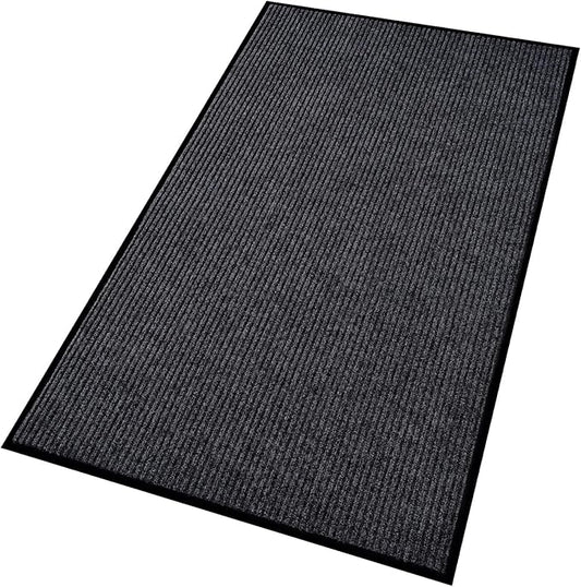 Low Profile Rubber Door Mat, 60x35inch, Heavy Duty, Durable Doormat, Indoor and Outdoor, Waterproof, Easy Clean Shoe Scraper, Home Rug Welcome Mats for Entryway, Patio, Porch, Grey