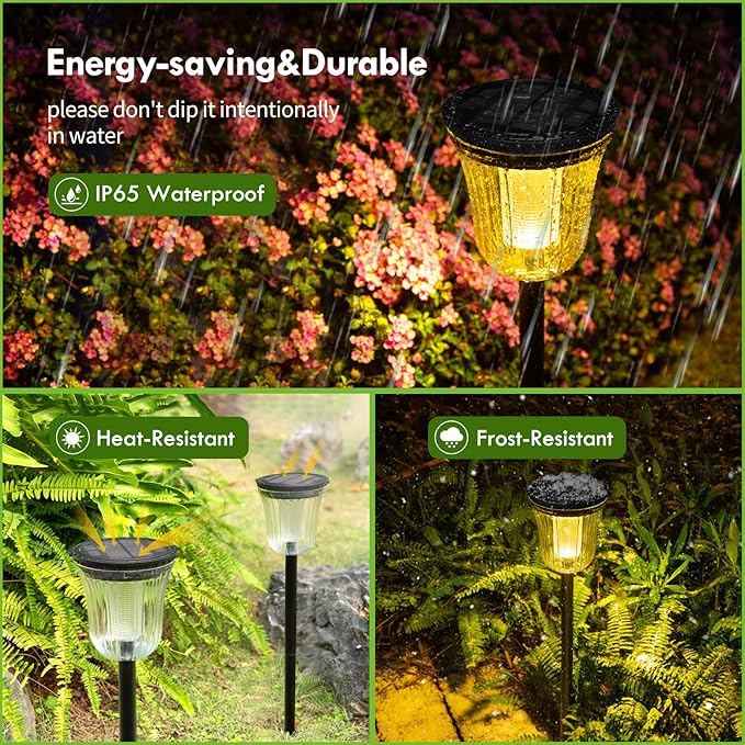 Outside Lights for Yard 6 Pack, Super Bright Solar Pathway Lights Outdoor Waterproof,Up to 14 Hrs Auto On/Off Solar Garden Lights, Solar Powered Landscape Lighting for Path Yard Garden Walkway